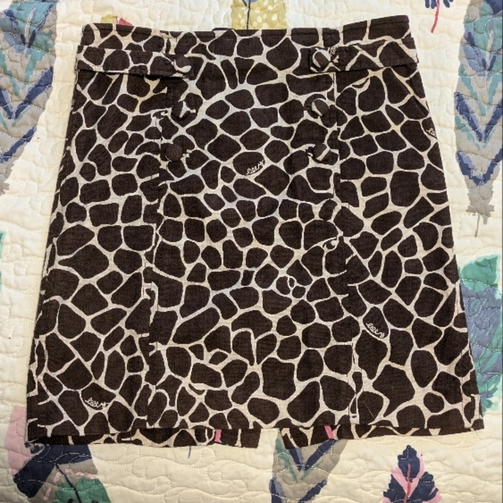 Lilly Pulitzer Giraffe Print High-Waist Cotton Skirt
